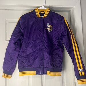 STARTER Gold and Purple Bomber Jacket with Embroidered Logo